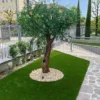 Ulivo artificiale da 250 cm con tronco naturale e chioma folta, perfetto per giardini e spazi esterni senza manutenzione.
